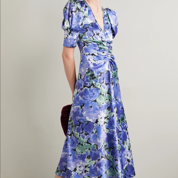 ROTATE Birger Christensen Sierina Floral Satin Midi Dress - Picture 7 of 14